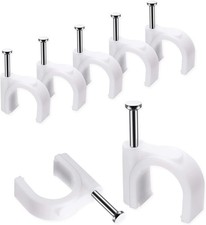 100 Pcs 10mm Cable Clips with Steel Nails - Wire Organizer for Coax & Network picture