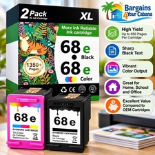 68e 68XL for HP Ink Cartridges, Compatible XL, Black Tri-Color picture