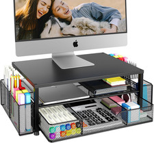 Desk Organizer and Accessories, 2-Tier Computer Monitor Stand Riser with Drawer picture
