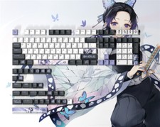 Demon Slayer Keycaps Kochou Shinobu PBT Cherry 138 Keys Cherry MX Keyboard NEW picture