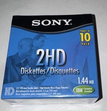 Sony 2HD 3.5” Floppy Disks 1.44MB 10 Pk IBM Formatted New Factory Sealed Vintage picture