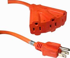 AMERICAN RECORDER Male to 3 Female AC Power Extension Cords, Orange, 12 awg picture