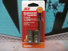 ACE COAXIAL F CRIMP-ON CONNECTORS - for RG-6 Cable - Package of Two - New picture
