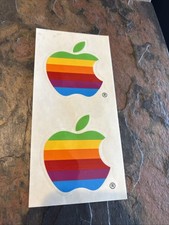 Apple Logo Sticker, Vintage 90s OEM, Rainbow 3 X 2.5”Sheet of 2 picture