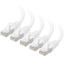 Cable Matters 10Gbps 5-Pack Snagless Shielded Cat 6A Cable, 1Ft, White | S/FTP picture
