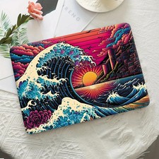 2 Wave Rendering Laptop Stickers for 30.48-39 Vivid Ocean and Sunset picture