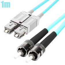 1M SC to ST UL OM4 Duplex 50/125 Multi Mode Fiber Optic Optical Cable 3mm Aqua picture