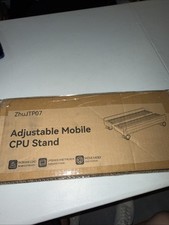 Adjustable Mobile CPU Stand with Ventilation and Casters Fits Most PCs Black picture