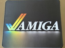 Amiga Retro Computer Mouse Pad 11.8” x 9.8” Black Rainbow Logo Gaming Mat picture