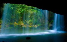 Landscape cave waterfall forest Custom Gaming Mat Desk picture