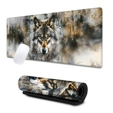 31.5x11.8 Inch Cool Wolf Large Gaming Mouse Pad NonSlip Extended Desk Mat picture