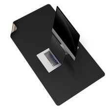 Black Leather Desk Mat 51.2x27.5 Inch Reversible Cork Leather Mouse Pad picture