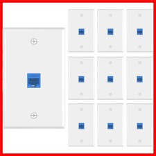Professional-Grade  Listed Ethernet Wall Plate 10-Pack in Polished Blue Finish picture