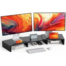 LORYERGO Dual Monitor Stand with 2 Slots for Phone and Tablet, - Scratch & Dent picture
