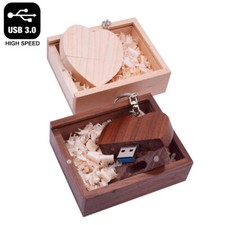 Wooden Heart Shape USB 3.0 ( FAST ) Flash Drive + Box - 32GB ( Maple / Walnut ) picture