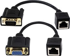 Rj45 To Vga Cable Vga 15pin Port Female&male To Rj45 Female Cat5/6 Ethernet Lan  picture