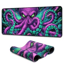Blacklight Octopus Mouse Pad – UV Reactive Neon Tentacle Galaxy Desk Mat, Glo... picture