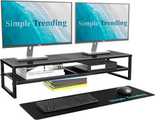 Soporte de Doble Para Monitor Con Alfombrilla Para Raton De Escritorio Negro picture