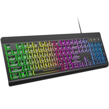 Large Print USB Wired Computer Keyboard Multiple Color Rainbow LED Backlit Hub picture