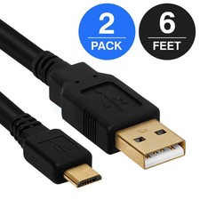 2x Micro USB Cable 6FT USB Micro B to A Data Transfer USB Charging Cord 6 Feet picture
