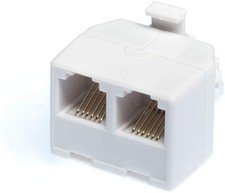 Duplex Modular Phone Wall Jack Adapter (WHITE) RJ11 - Splitter | One Pack picture
