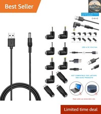 Universal USB to DC Power Cable with 10 Adaptors - 3.3FT Charging Solution picture