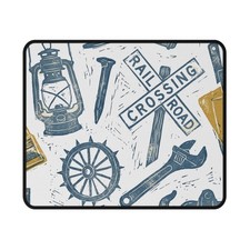 Railroad Tools Pattern Mouse Pad | Vintage Rail Crossing Design picture