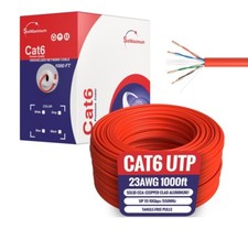 CAT6 1000FT Red UTP Ethernet Cable 23AWG Network LAN Solid Bulk Wire Pull Box picture