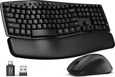 Wireless Keyboard And Mouse Combo Ergonomic Wave Design 30dB Quiet Office Setup picture