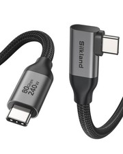 Silkland 80Gbps Right Angle USB 4 Cable for Thunderbolt 5 6.6FT, Grey picture