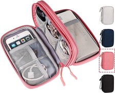 CAOODKDK Electronic Organizer Travel USB Cable Large, Double Layer - Pink picture