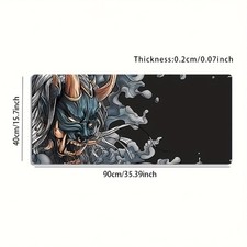 1pc Large Gaming Mouse Pad with Japanese Oni Demon Design | Non-Slip Rubber Ba picture