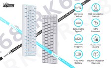 Royal Kludge RK68 White Wireless Swappable Keyboard Brown Switch USB22_WBRI picture