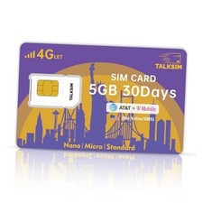 Data SIM Card 5GB 30Days Support AT&T, T-Mobile, 4G LTE Cellular SIM USA Card picture