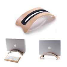 Wooden Vertical Laptop Stand Adjustable Desktop Holder Space-saving Macbook Air picture