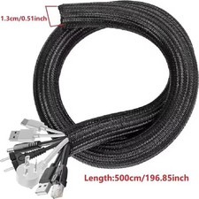 Split Braided Cable Sleeve Nylon Self Wrap Wire Loom Cord Management Protector  picture