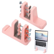 2-in-1 Vertical Laptop Stand, 2 Pcs Adjustable ABS Notebook Holder, Pink picture