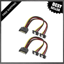 SATA 15Pin Power Splitter Cable 20cm Dual Female Right Angle Adapter for HDD SSD picture