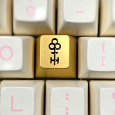 RAMA WORKS x Keycult R1 Artisan Brass Metal Keycap Black Infill - Mint Very Rare picture