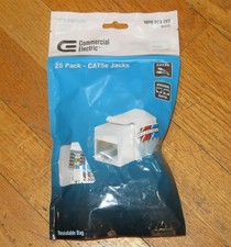 (25) White CAT5e RJ45 Keystone Jacks CE (Commercial Electric)  - 5025-WH-25-VN picture