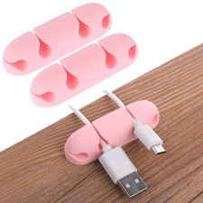3PCS Silicone Cable Clips 4 Hole Cord Wire Organizer Holder Pink Desk picture