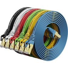 6 PCS 7FT Cat7 Flat Shielded Ethernet Patch Cable Highest Speed Network picture
