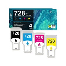 728 Ink Cartridges 300-ml 4-Pack Set Compatible with HP 728 728XL Ink Cartrid... picture