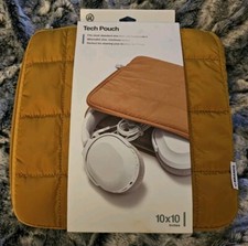 NEW U Brands 10x10 Nylon Puffer Tech Pouch Mustard Brown picture