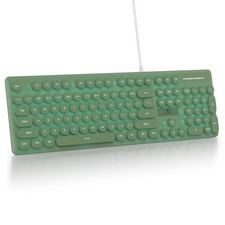 Dark Green Cute Quiet Wired Typewriter Keyboard Light Up Backlit 104 Keys picture