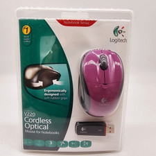 Purple Logitech V220 Cordless Optical Mouse for Notebooks Ergonomic 2007 SEALED picture