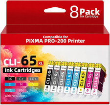 CLI-65 8 Pack Color Ink Compatible For PIXMA Pro-200s  Printer picture
