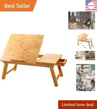 Modern Bamboo Laptop Desk with Adjustable Height & Non-Slip Baffle - 21.6In picture