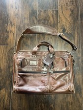 Vintage Tumi Alpha Leather Compact Laptop Computer Briefcase Brown Bag Work picture