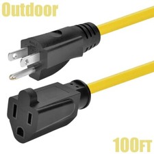 100FT Outdoor Power Cable Extension Cord NEMA 5-15P to NEMA 5-15R 14AWG Yellow picture
